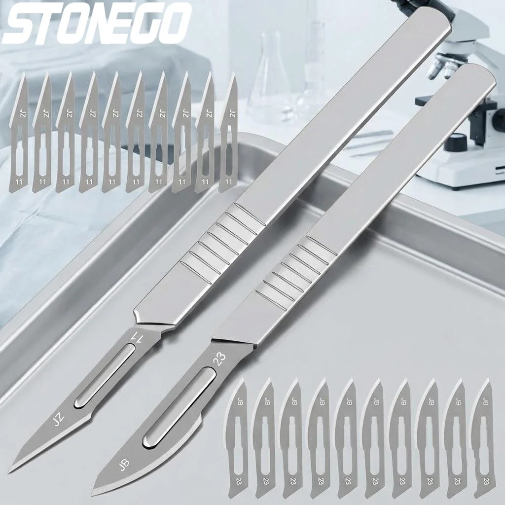 

Stainless Steel Scalpel Blade #11 #23 Surgical Craft Engraving Knife for DIY Manual PCB Mobile Phone Repair Non Slip Handle