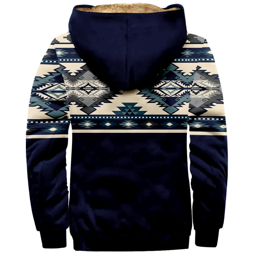 Sudadera con capucha de manga larga con estampado gráfico Tribal para hombre y mujer, abrigo Vintage con cremallera, cuello alto, ropa Harajuku, Invierno