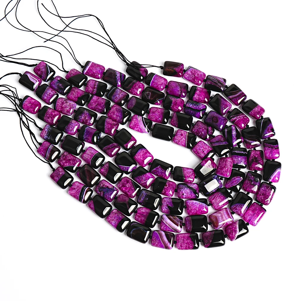 Rose Red Cube-Shaped Agate Beads 20x15mm Genuine Loose Stone Beads for DIY Jewelry Design Unique Square Beads