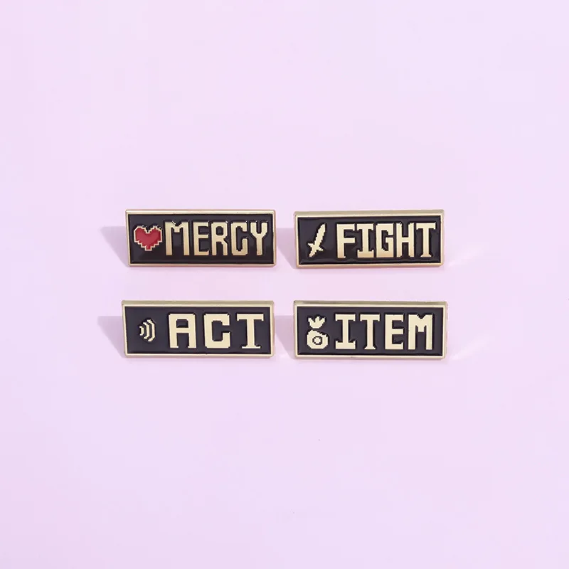 Red Heart Mercy Badge Enamel Pins Funny Undertale Game ACT ITEM Brooch Lapel Badge Backpack Jewelry Gift for Friends Wholesale