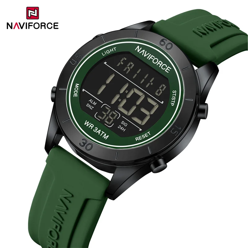 

Новый стиль NAVIFORCE, женские часы с ЖК-дисплеем, 3 атм, водонепроницаемый силиконовый ремешок, спортивные оригинальные роскошные наручные часы для девочек 2025