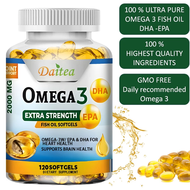 Aceite de pescado Omega-3 rico en DHA y EPA, mejora el mal humor, alivia el estrés, fortalece el cerebro, mejora la memoria y la inteligencia