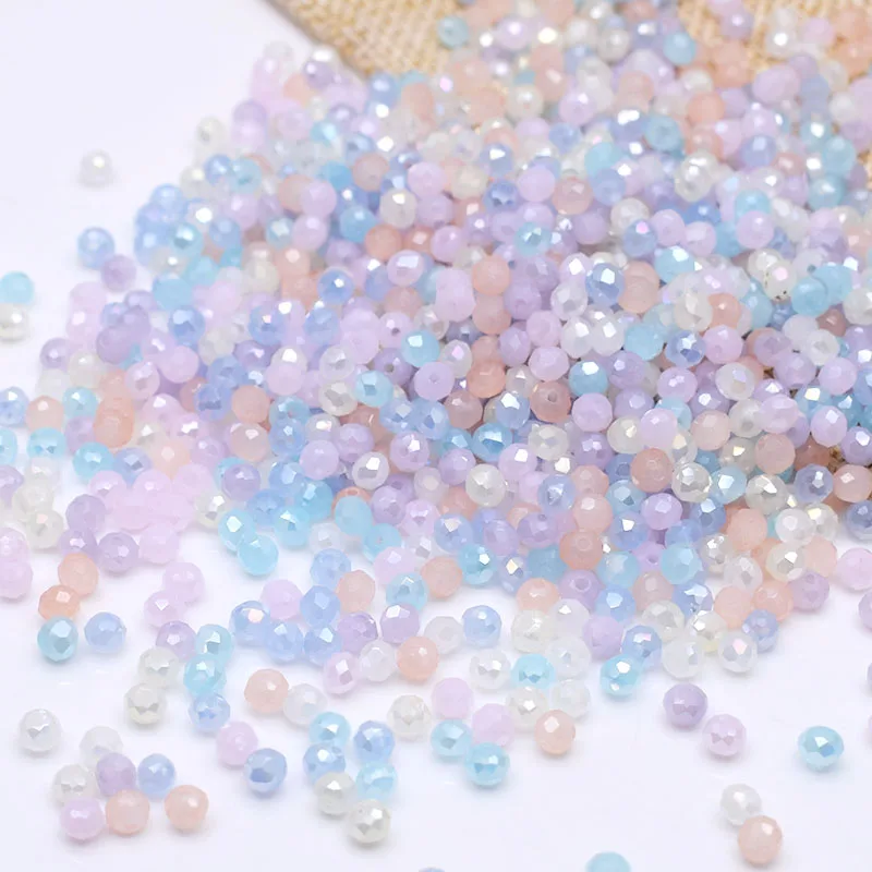 4mm New Mixed Color Crystal Glass Beads Rondell Faceted Glass Beads Loose Spacer Beads for Jewelry Making DIY Bracelet