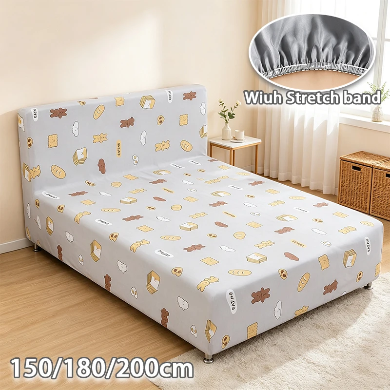Full Coverage Bed Dust Cover with Headboard Cover Stretch Elastic Breathable Washable Bed Protector for Traveling Business Trip
