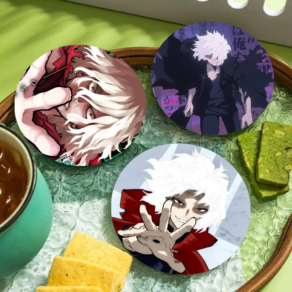Cartoon Character Tomura Shigaraki Themed Wooden Coaster Heat-Resistant Non-Slip Table Mat, Suitable for Protecting Desktop