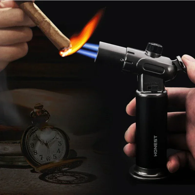 HONEST Metal Single and Double Fire Switching Inflatable Welding Gun Windproof Lighter Outdoor Camping Barbecue Jewelry Welding