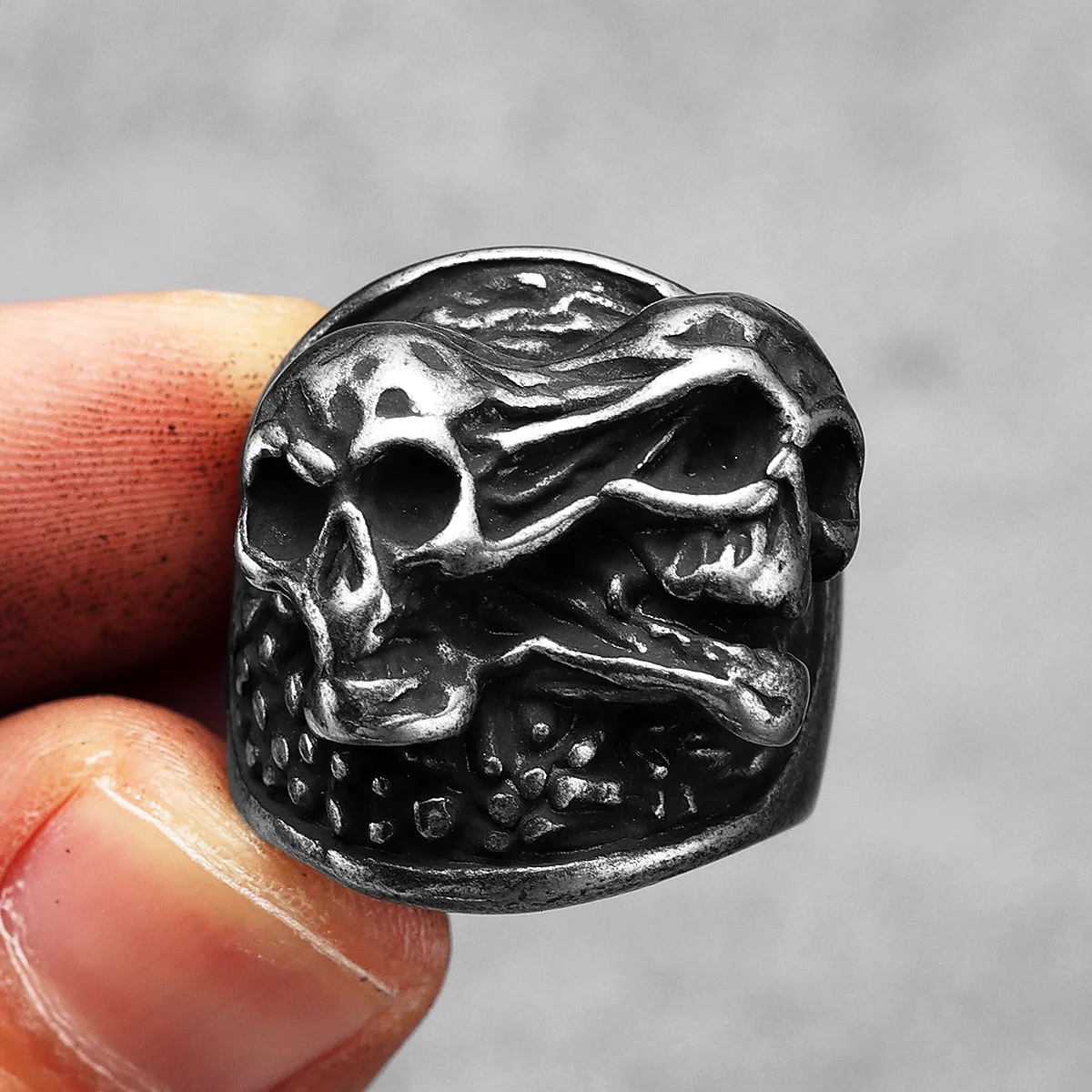Gothic Schizophrenia Skull Men Rings Stainless Steel Women Jewelry Punk Rock Vintage Black Fashion Accessories Gifts Wholesale - Image 4