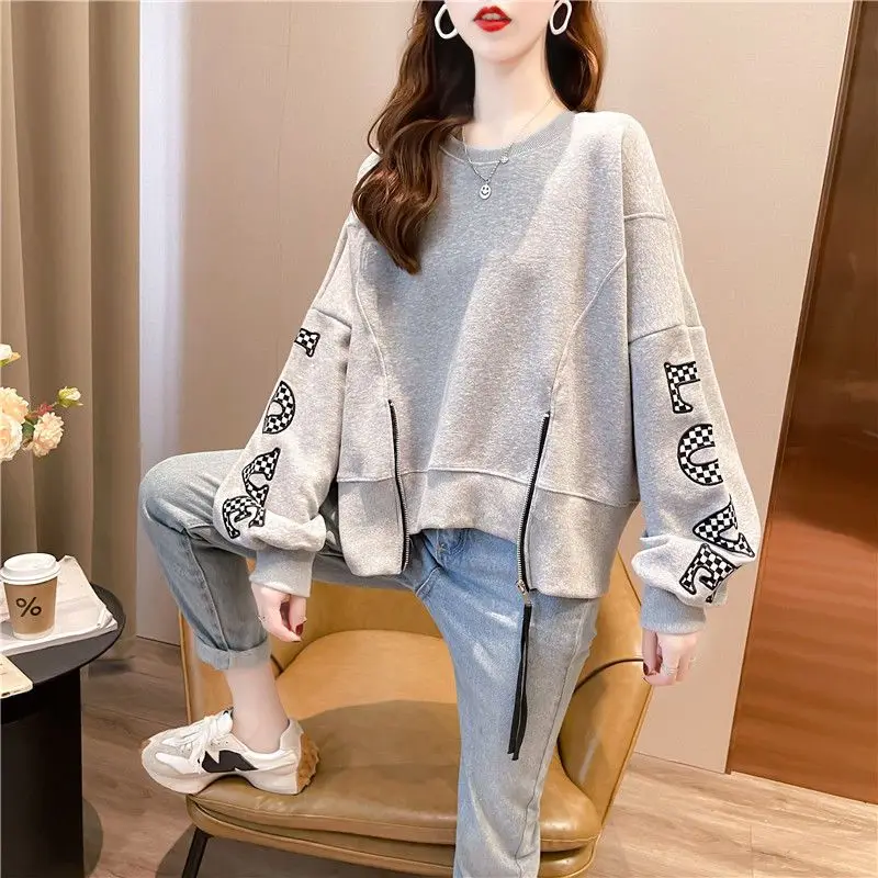 Basic 2025 Trend Baggy Rundhals Sweatshirt für Frauen Neuheit Hohe Qualität Dropshipping 90er Jahre Vintage Passende Frau Pullover Tops