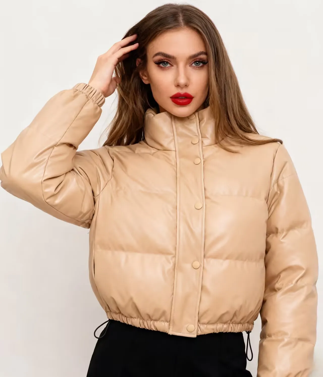 سترات نسائية للشارع للخريف سروال قصير مبطن بأزرار وحاشية مضلعة منفوش للكلية Preppy مريح لطيف وناعم شبابي مريح OL