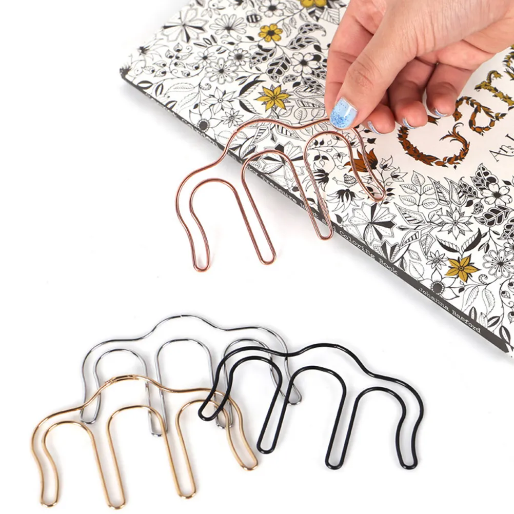 Stylish Black Metal Music Clip M Shaped Hollowed Bookmark Sturdy Electroplated Metal Paper Clips Creative Clip