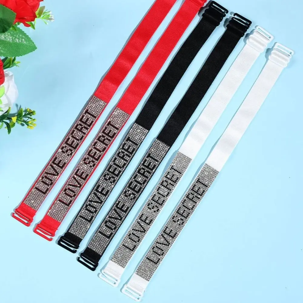 2pairs Bra Accessory Anti Slip Rhinestone Bra Strap Adjustable Elastic Underwear Strap Detachable Bra Shoulder Strap Ladies