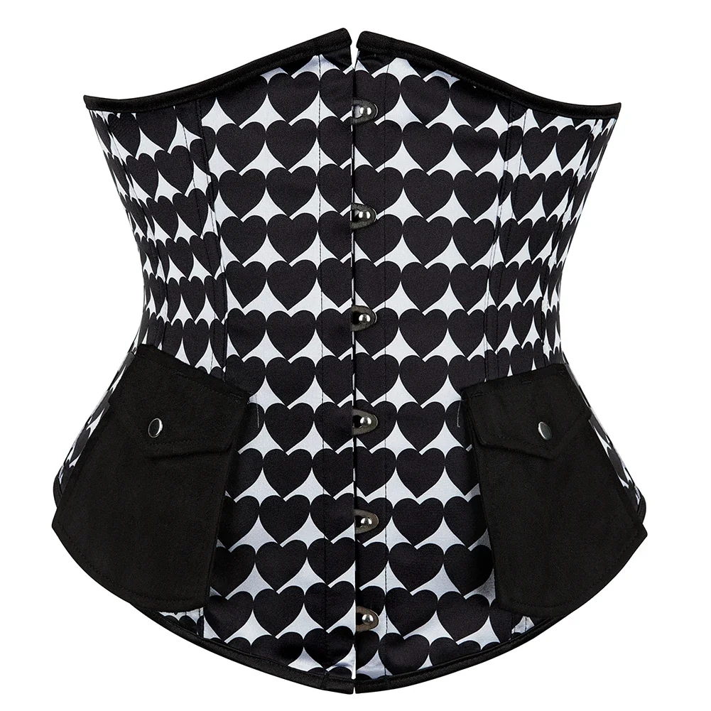 Sexy Corset Heart Print Top Underbust Waist Cincher Corsets Gothic Bustier Top Bustier Plus Size Corpete Corselet XS-7XL