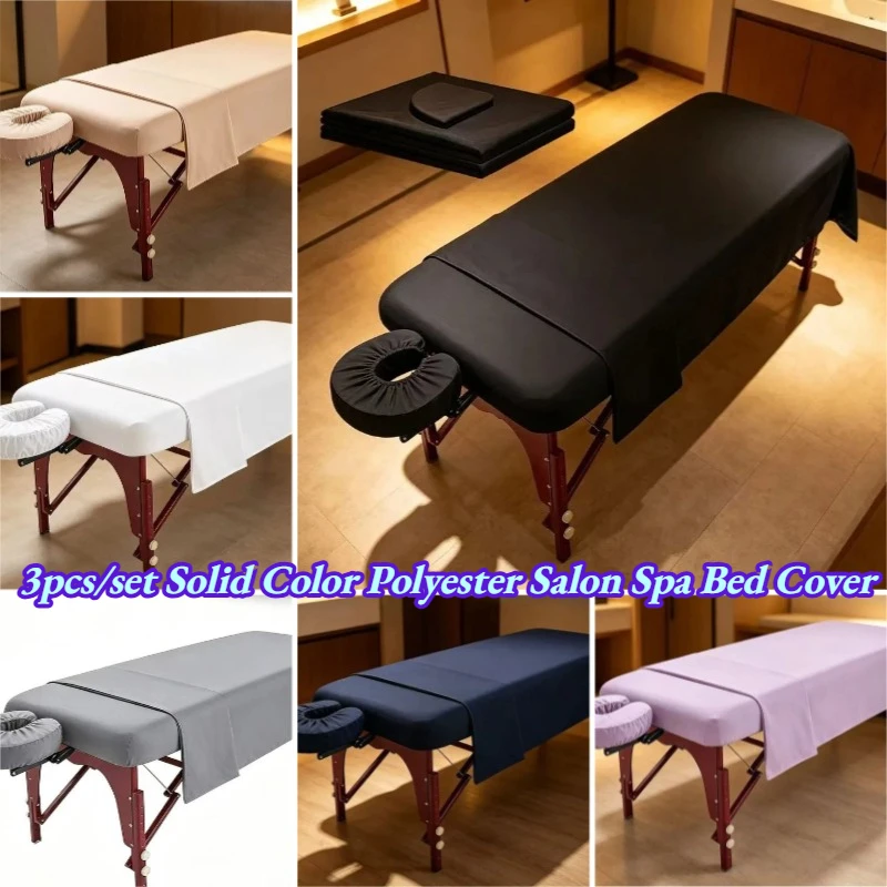 80x185cm Polyester Salon Spa Bed Cover Solid Color Massage Bed Sheet with Pillowcase for Beauty Salon Spa Home Body Care