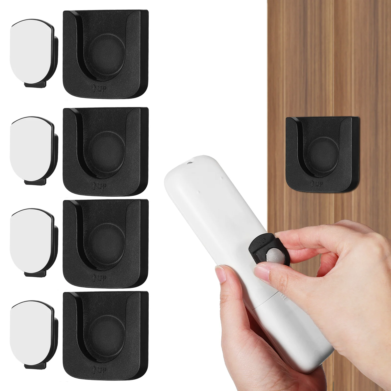 

4 Sets Black Magnetic Remote Control Holders AC Projector ganizers Wall Mounted Storage Hooks Key Rack Modern Wall Mount Easy