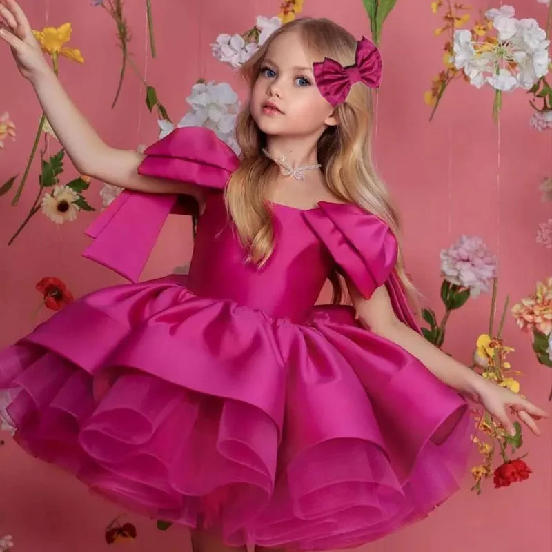 IMEKIS Toddler Girls Butterfly Birthday Dress Rainbow Tulle Formal Wedding Party Ruffle Tutu Dresses Photo Shoot