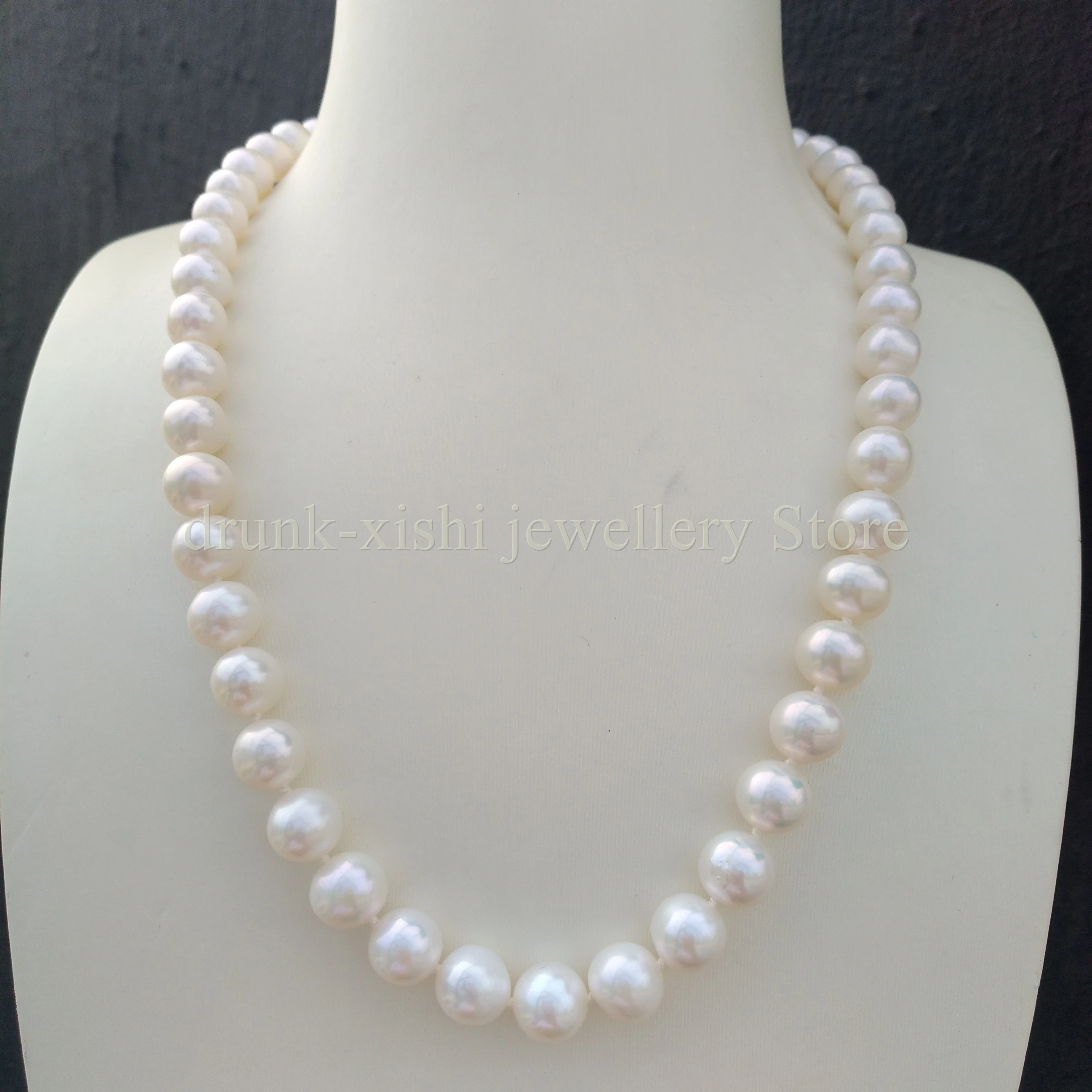 14k Solid Gold Hand Knotted AAA++++ 9-10mm Akoya Genuine Round White Pearl Necklace 16in 18in 20in 22in 24in 35in Fine Jewelry