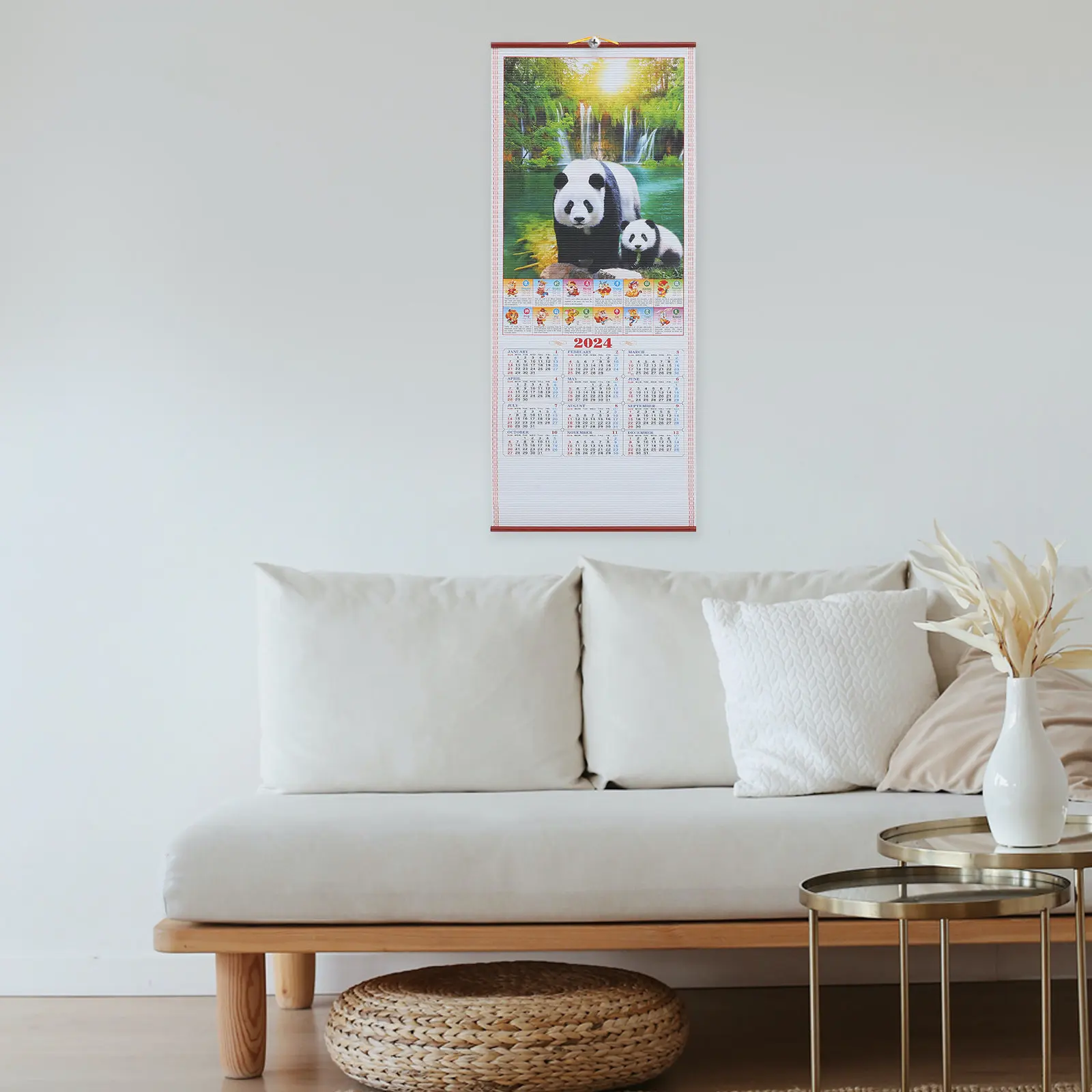 

Hanging Calendar 2024 Wall Calendar for Home Bedroom Living Room Dragon Year Auspicious Design Chinese New Year Celebration