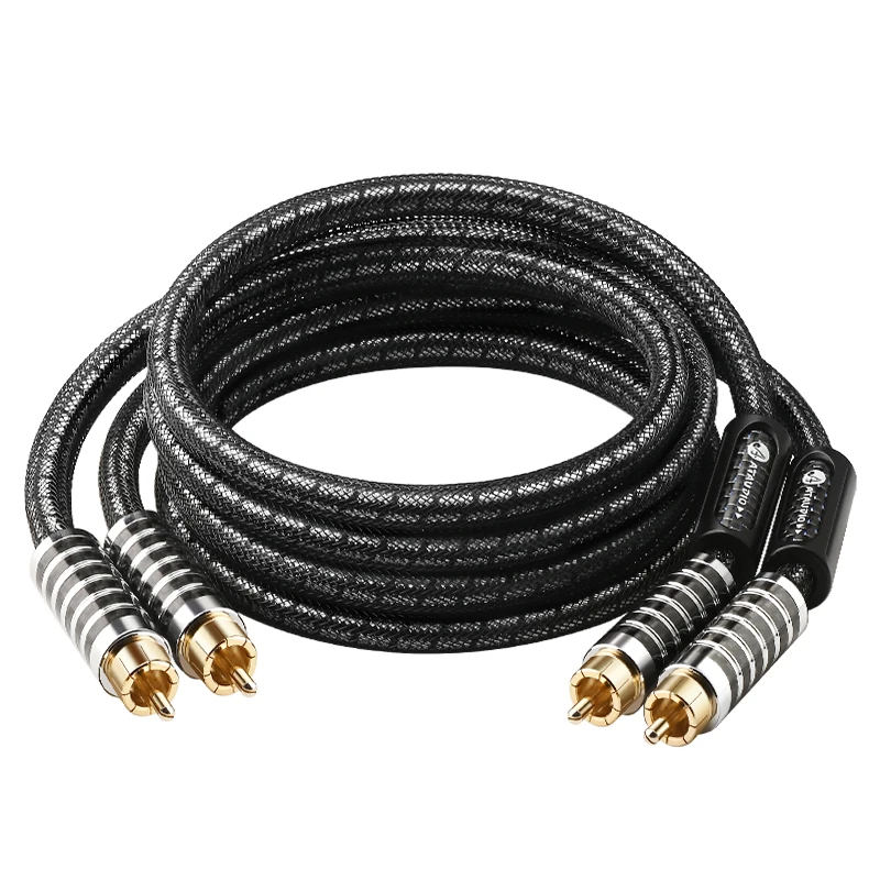 HiFi Stereo Pair RCA Cable Hi-end OCC and Silver Plated Signal Cable Double Shield RCA Gold Plated Plug Amplifier Audio Cable