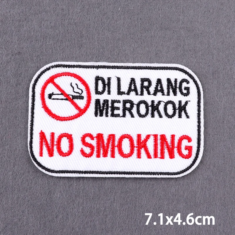 Danger Warning Sign Patch Iron On Patches For Clothing DIY Embroidered Patches On Clothes Sewing Applique Fusible Patch