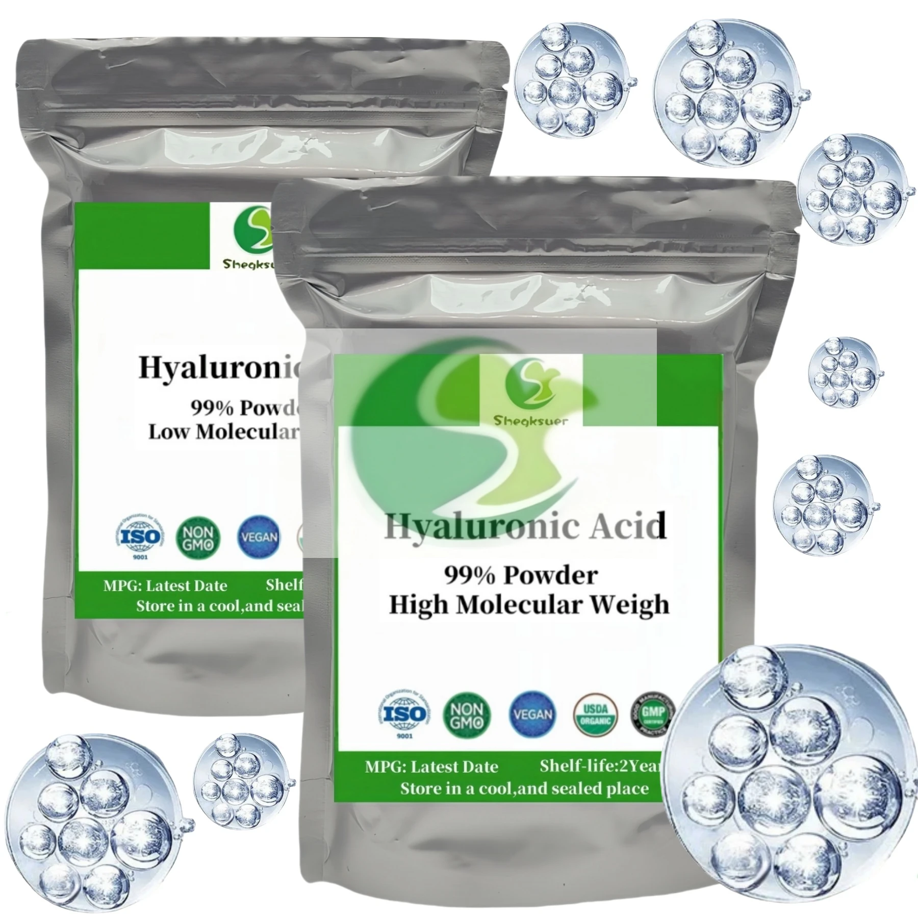 

99% порошок гиалуроновой кислоты с высоким весом и низким весом, увлажняющий/противляющий/против морщин