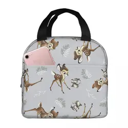 Bambi Rabbit Pattern Insulated Lunch Bags High Capacity Reusable Thermal Bag Lunch Box Tote College Outdoor Food Bag