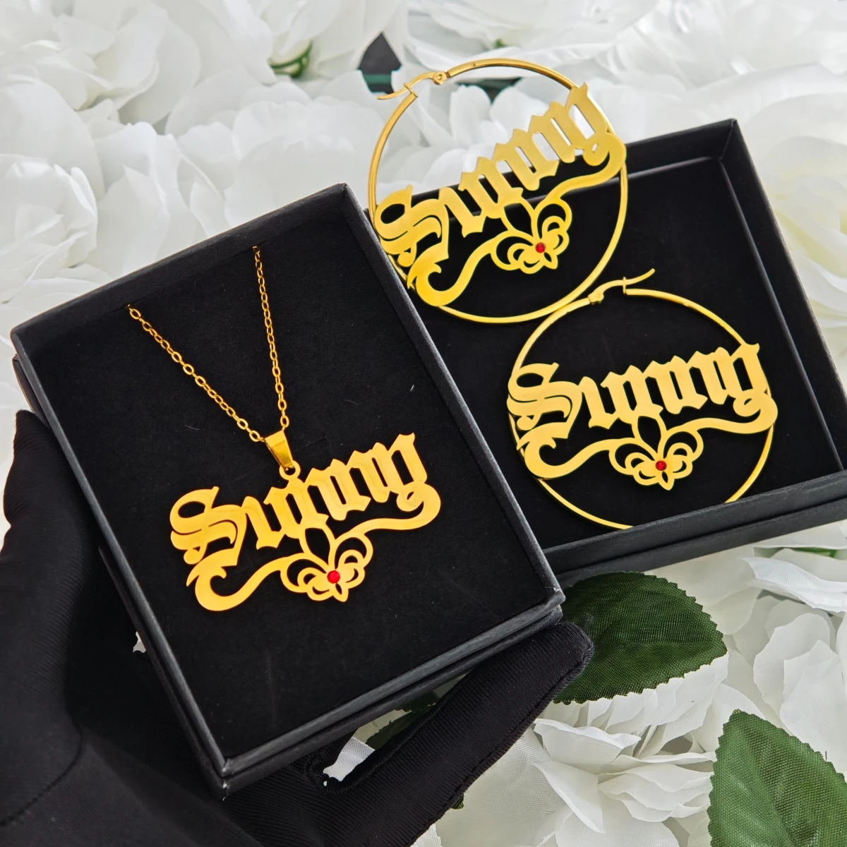 3D Printing Jewelry - Personalized Gothic Custom Name Jewelry Set