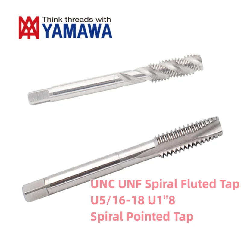 1PCSYAMAWA HSSE American  Fine Thread Spiral Fluted tap  Machine UNC F5/16 3/8 7/16-14/20 1/2  9/16 3/4 7/8 1“Spiral Pointed Tap