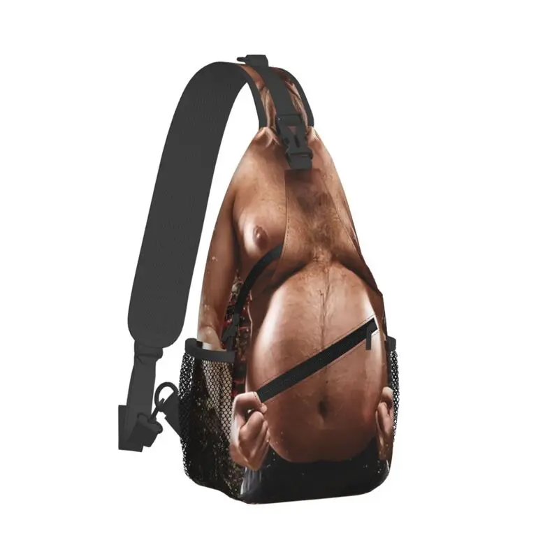 Personalizado engraçado cerveja barriga estilingue sacos para homens legal ombro peito crossbody mochila ciclismo acampamento daypack