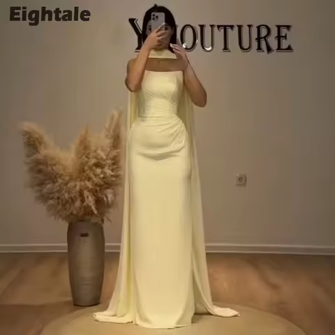 Eightale Elegant Evening Dress Strapless Chiffon Floor Length Mermaid Arabic Prom Party Gown Customized Robes de soir&eacute;e