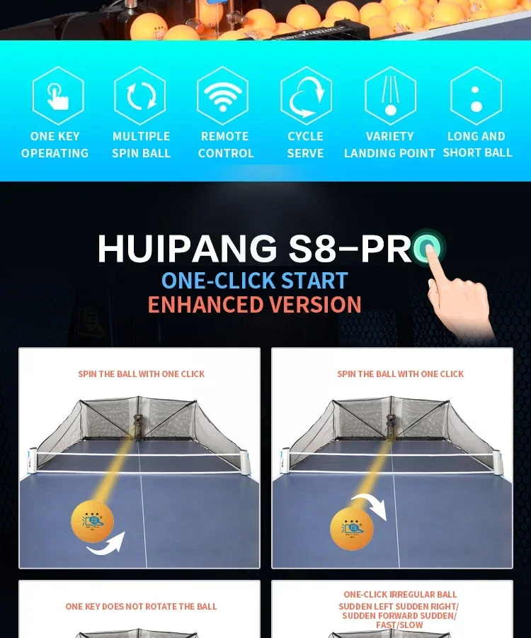 Huipang S8-PRO JA-T Robot for table tennis serving robot machine Full-automatic programmable table tennis trainer ping pong