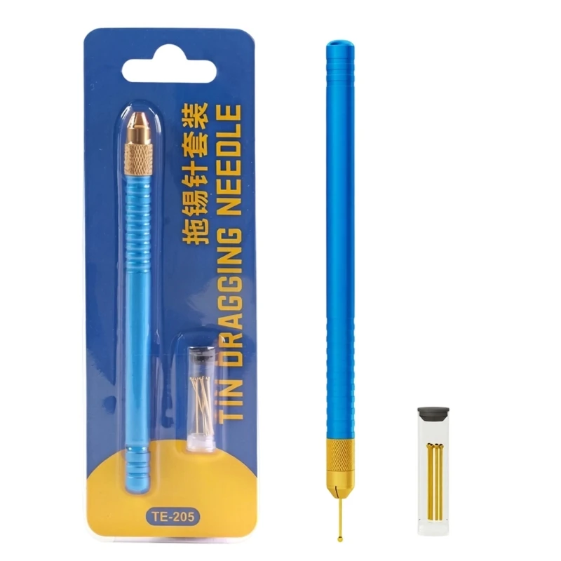 Soldering Tin Drag Needle Set Metal Handle Hand Tool for Circuit Board Solder Joint Touch Up, Detail Rework, Desoldering 87HA