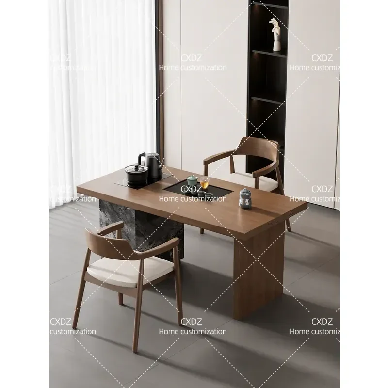 Modern Light Luxury Solid Wood Small Tea Table for Balcony and Office Exquisite High End Design 2026 New Arrival