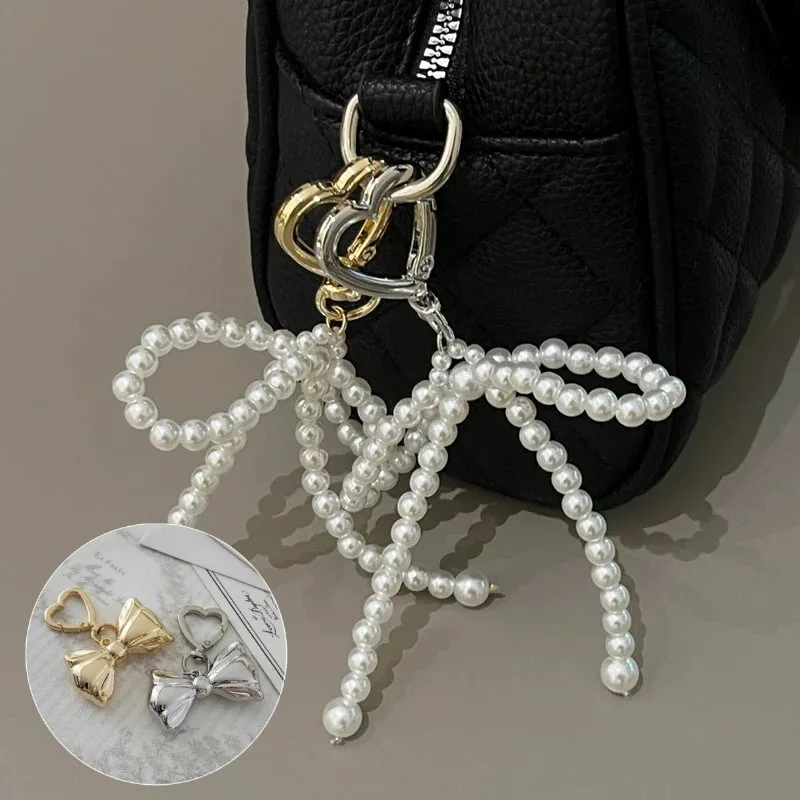 

Fashion Keychain Y2K Big Pearl Bow Keychains For Women Bag Pendant Jewelry Trinket Beaded Diy Decoration Bag Accessories