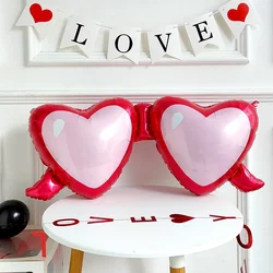 Red Heart Bears Glasses Foil Balloons Valentine's Day Wedding Room Party Birthday Anniversary Engagement Wedding Decor Globos