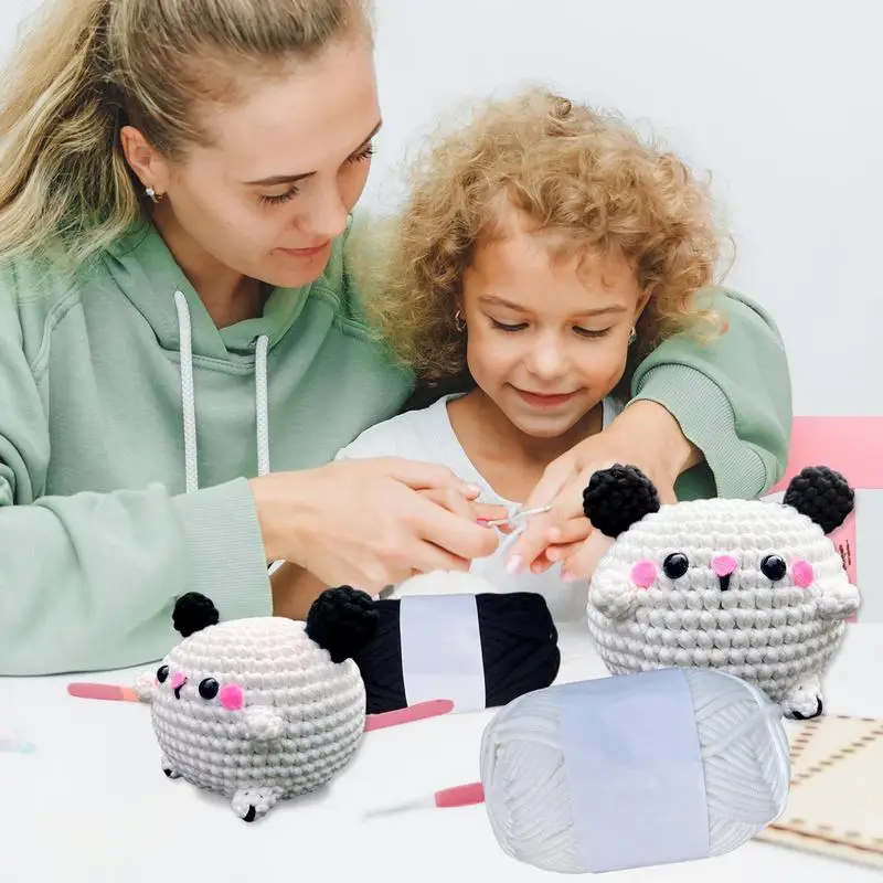 Crochet Starter Kit For Beginners Kids Cute Beginners Plush Animal Crochet Kit With Yarn Small Step-By-Step Knitting Set Craft