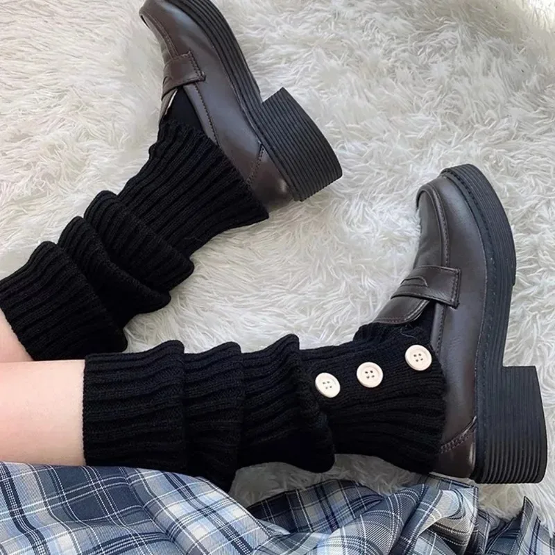 Leg Warmers Women Button Long Socks Knitted Foot Cover Arm Warmer Y2k Fashion Boot Gothic Crochet Sock Boot Cuffs