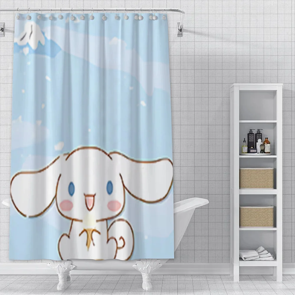 Cartoon Cinnamorol Shower Curtain Waterproof Polyester Fabric Paint Colorful Bath Curtains Home Bathroom Decor Curtain With Hook