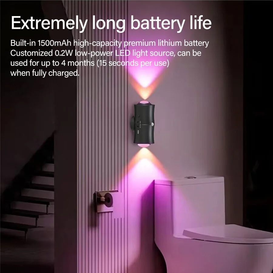 ضوء ليلي قابل لإعادة الشحن مع مستشعر حركة RGB متغير اللون مصباح جداري لاسلكي أضواء LED مغناطيسية لغرفة النوم وغرفة المعيشة #4