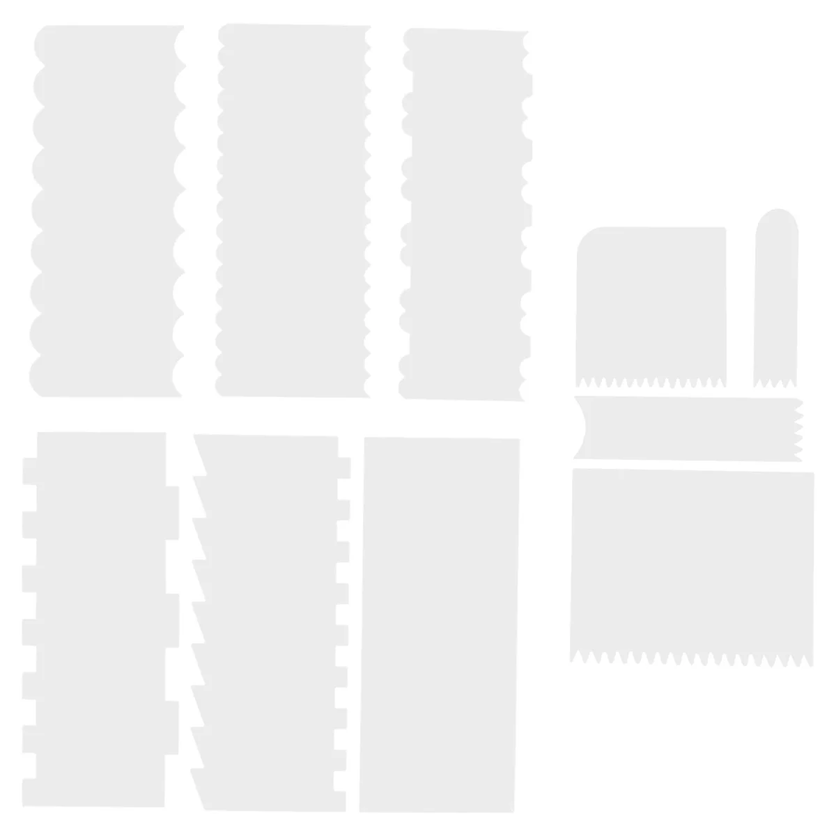 10 Pieces Acrylic Material Cake Scraper Edge Cake Scrapers Cake Smoother Carving Gadgets for Kitchen Baking Cake