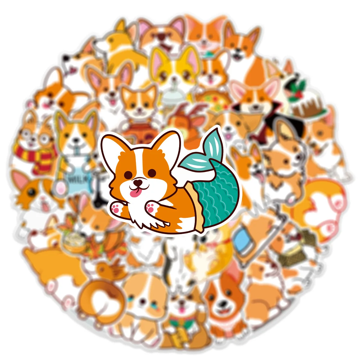 50 Pcs Kawaii  Pet Dog Corgi Graffiti Stickers Water Cup Cute Scrapbooking Diy Journaling Diary Stationery Sticker Gift Decor