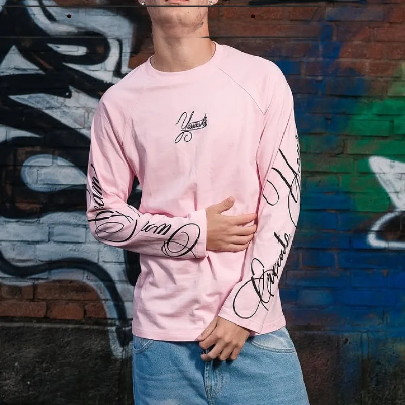 

American Sle Long Sve round Ne Letter Embroidery Loose Casual Long Pants Breathable Cotton T-irt for Men And Women