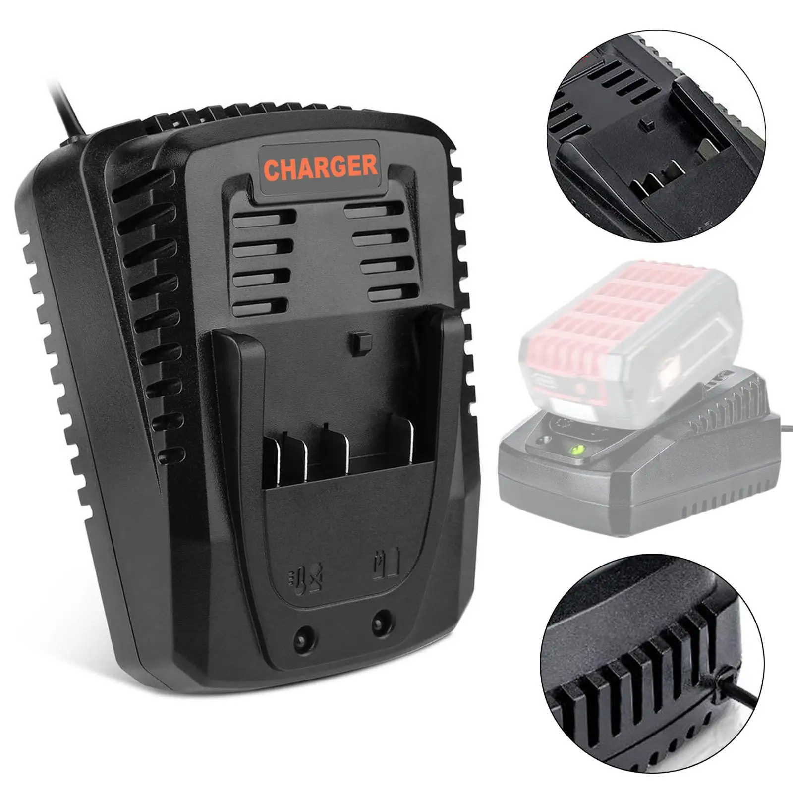 

Power Tool Battery Charger Heavy Duty Professional High Speed Smart Protection 14.4V-18V for Factory Workspace Garage Home
