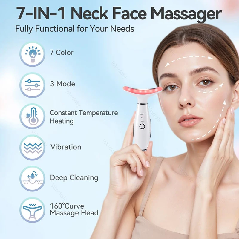 Dispositivo de belleza para la cara y el cuello, máquina de Estiramiento Facial de microcorriente EMS, masajeador Facial LED con vibración, removedor de papada, herramientas para el cuidado de la piel