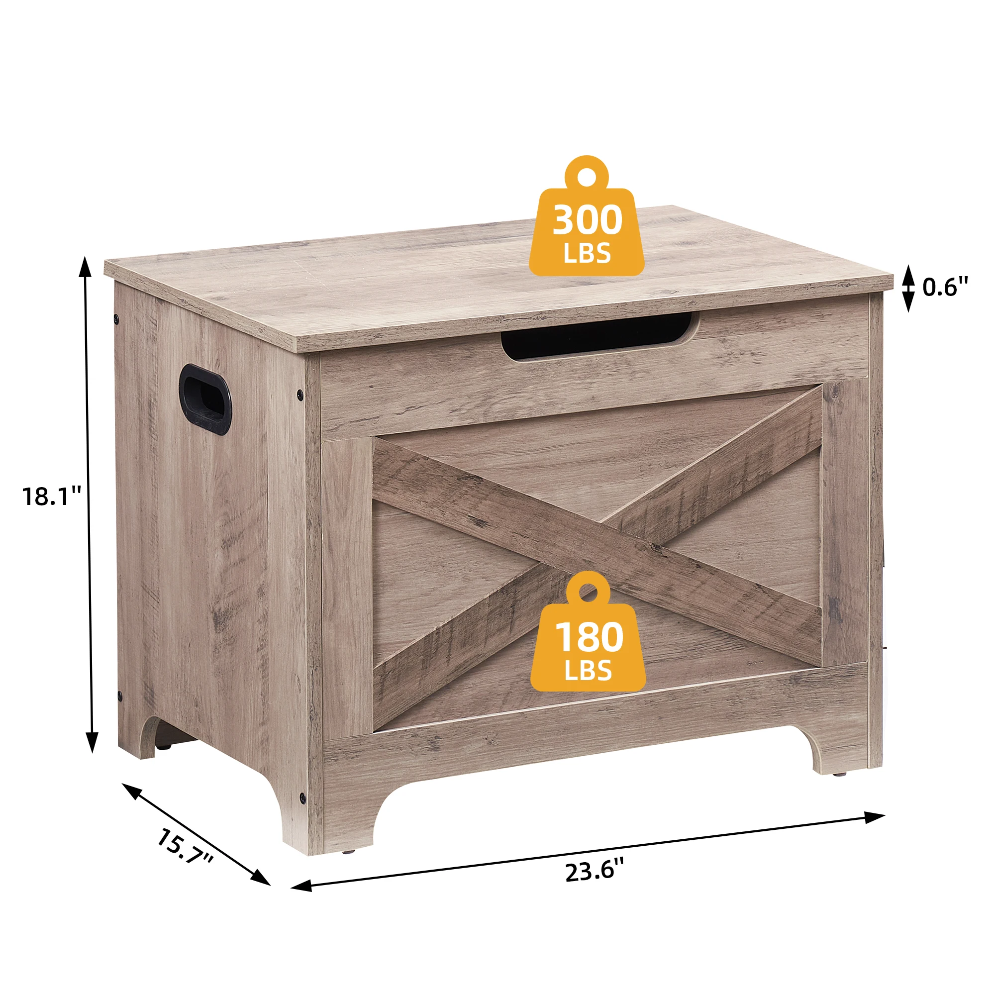 Storage Chest, Lift Top Storage Trunk with 2 Safety Hinges, Barn Style Organizer, Wooden Entryway Bench with Seat Cushion Box