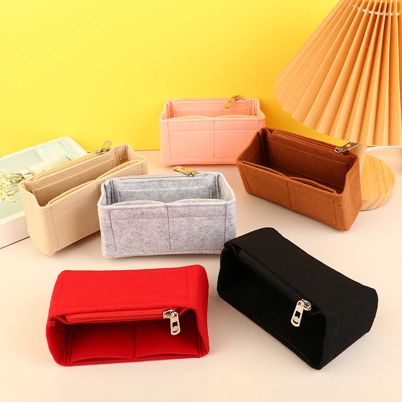 1PCS Travel Portable Insert Purse Storage Bag Organizer Liner Bag Felt Cloth Makeup Bag Support Felt Insert Bag Fits For Handbag