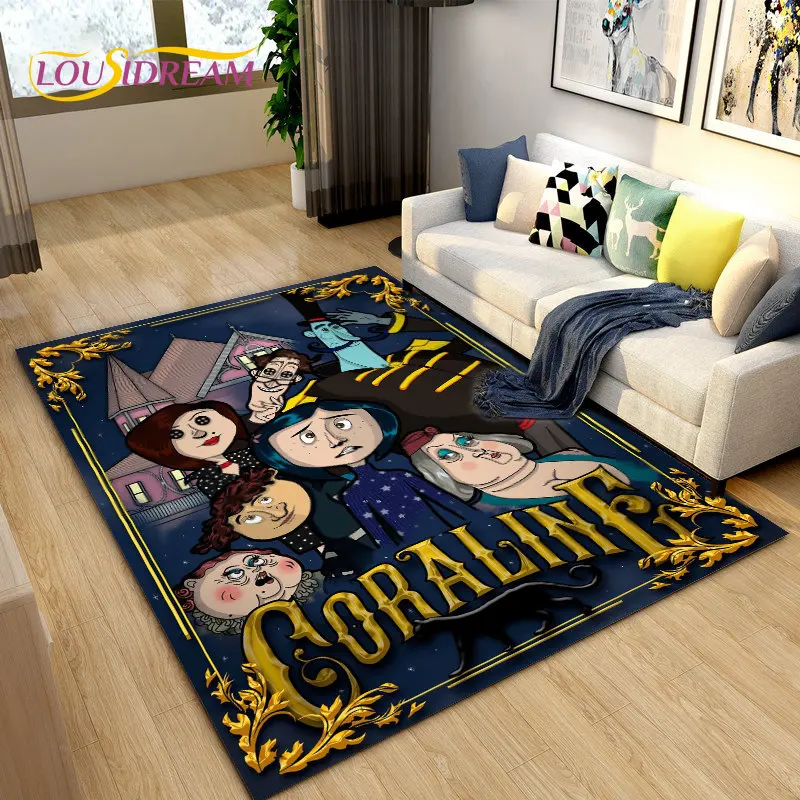 3D Cartoon Coraline Area Rug,Carpet Rug for Living Room Children\'s Bedroom Sofa Yoga,Kids Play Game Crawling Non-slip Floor Mat