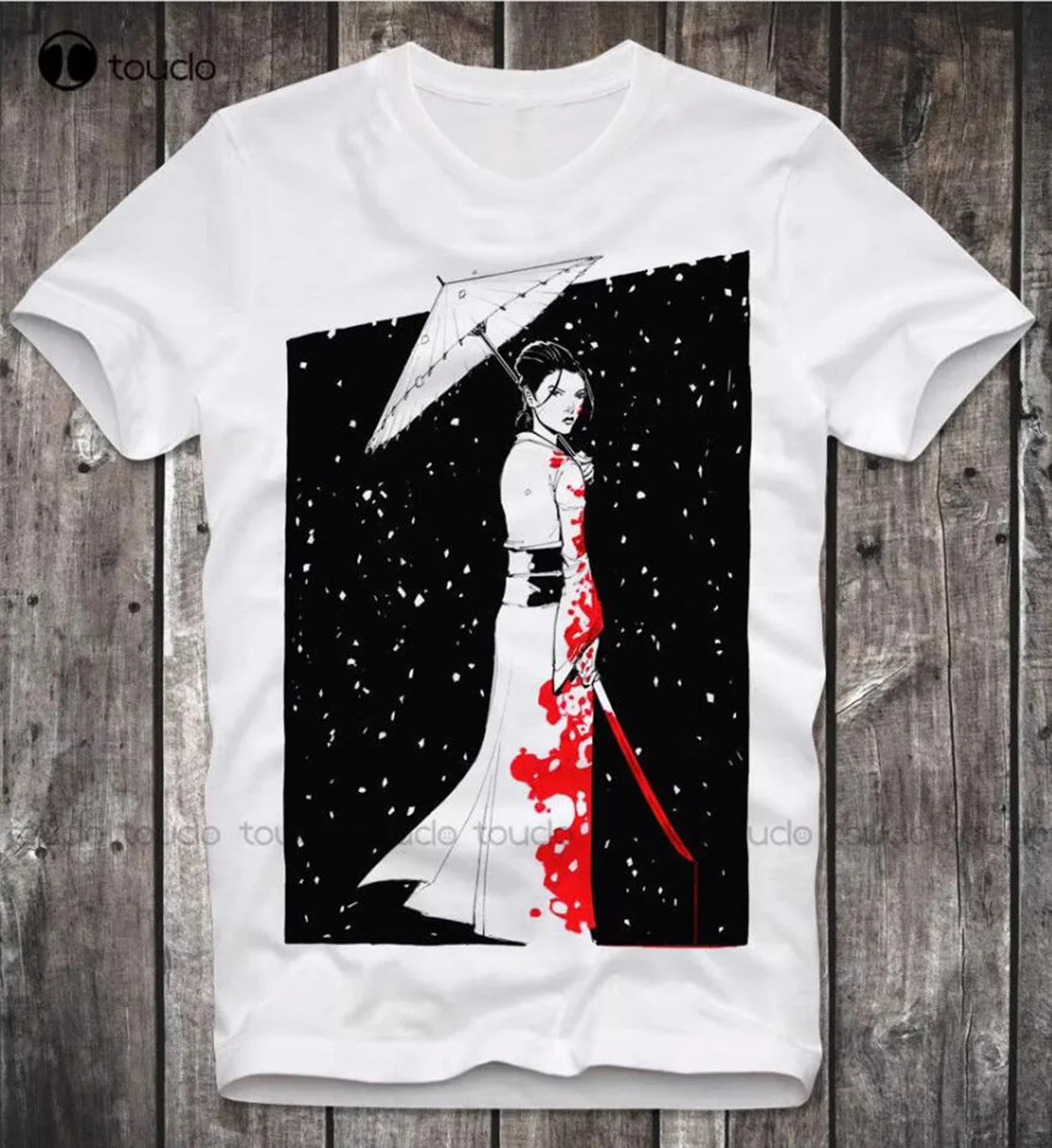 Футболка Lady Snowblood Oyuki: Японская ретро-аниме-мода, культовая, белая, модная, черная, хлопковая, на заказ
