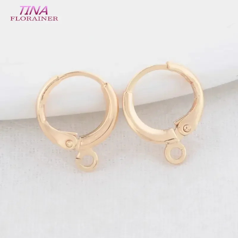 20PCS 12*15MM 14K Gold Color Brass Round Earrings Hoops High Quality Jewelry Making Supplies Diy Findings Accessories