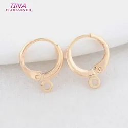 20PCS 12*15MM 14K Gold Color Brass Round Earrings Hoops High Quality Jewelry Making Supplies Diy Findings Accessories