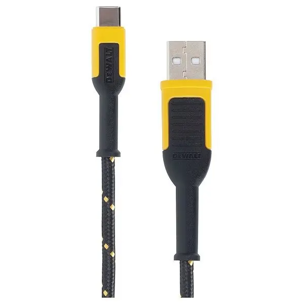 Reinforced USB Cable, Black/Yellow, 10ft L